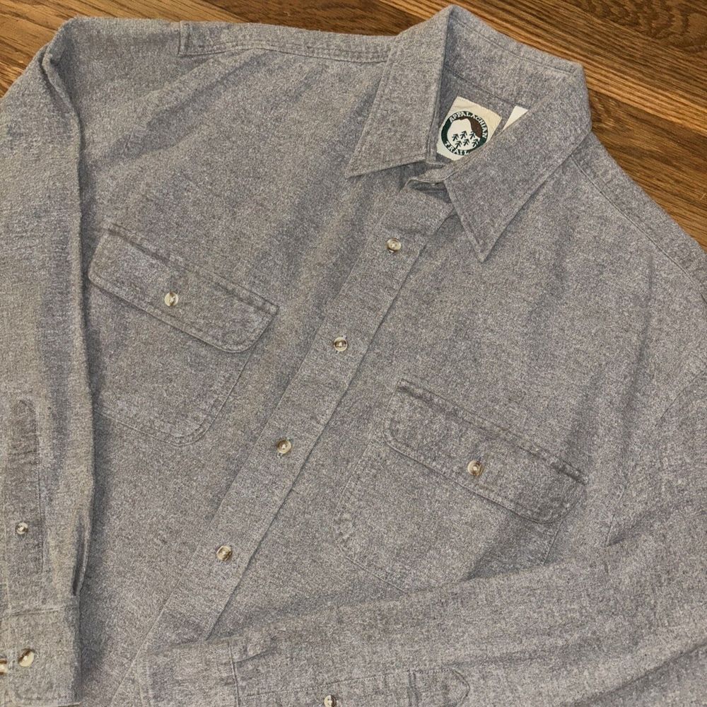 VTG Appalachian Trail Gray Flannel Button Up‎ Chore Shirt Heavy Cotton Mens Med